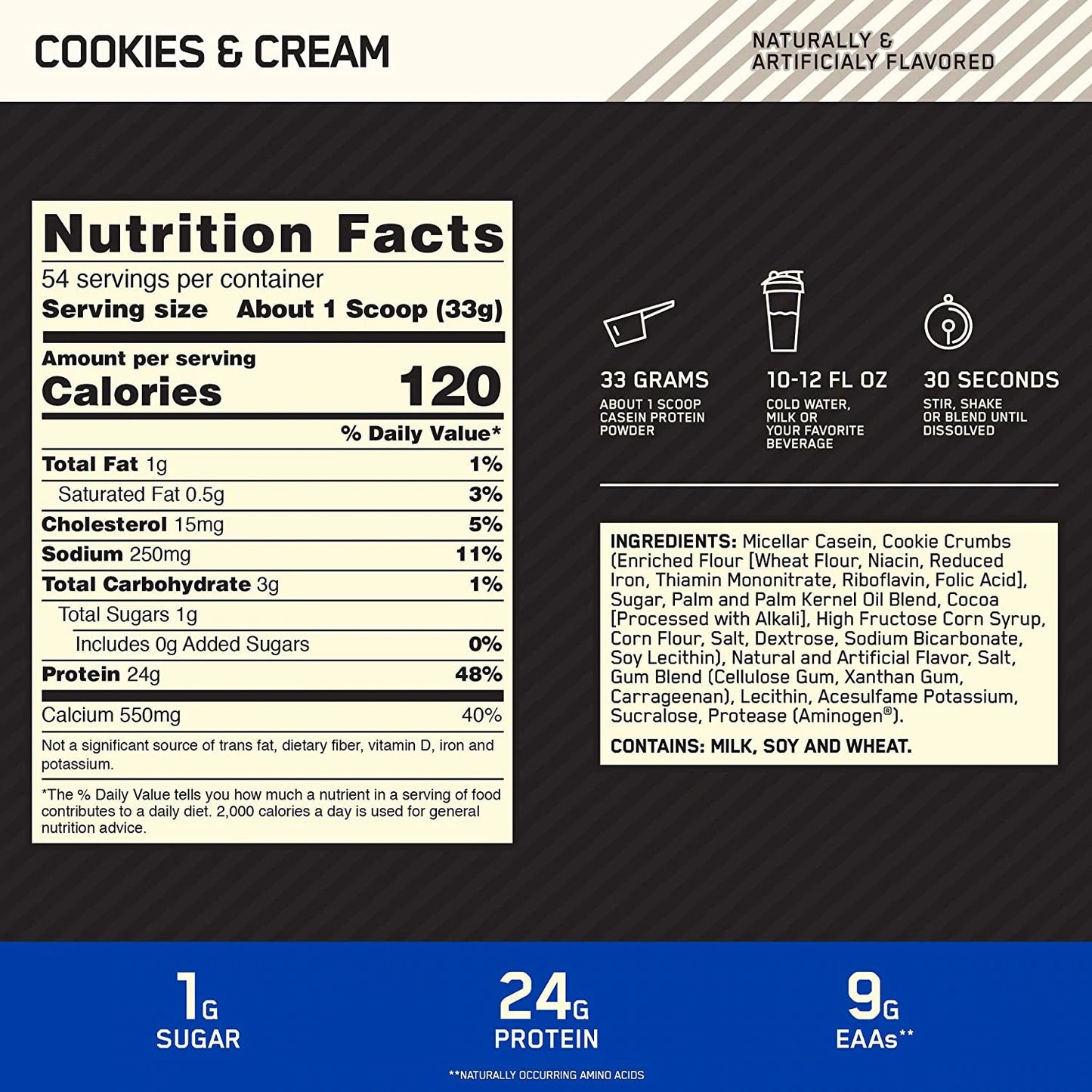 Optimum Nutrition 100% Casein Gold Standard 4 lbs - Cookies and Cream