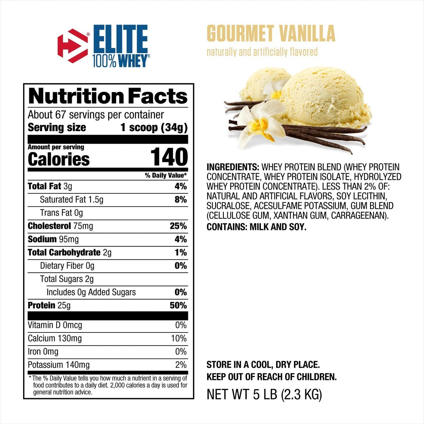 Dymatize Elite Whey 100% 5 lbs - Gourmet Vanilla