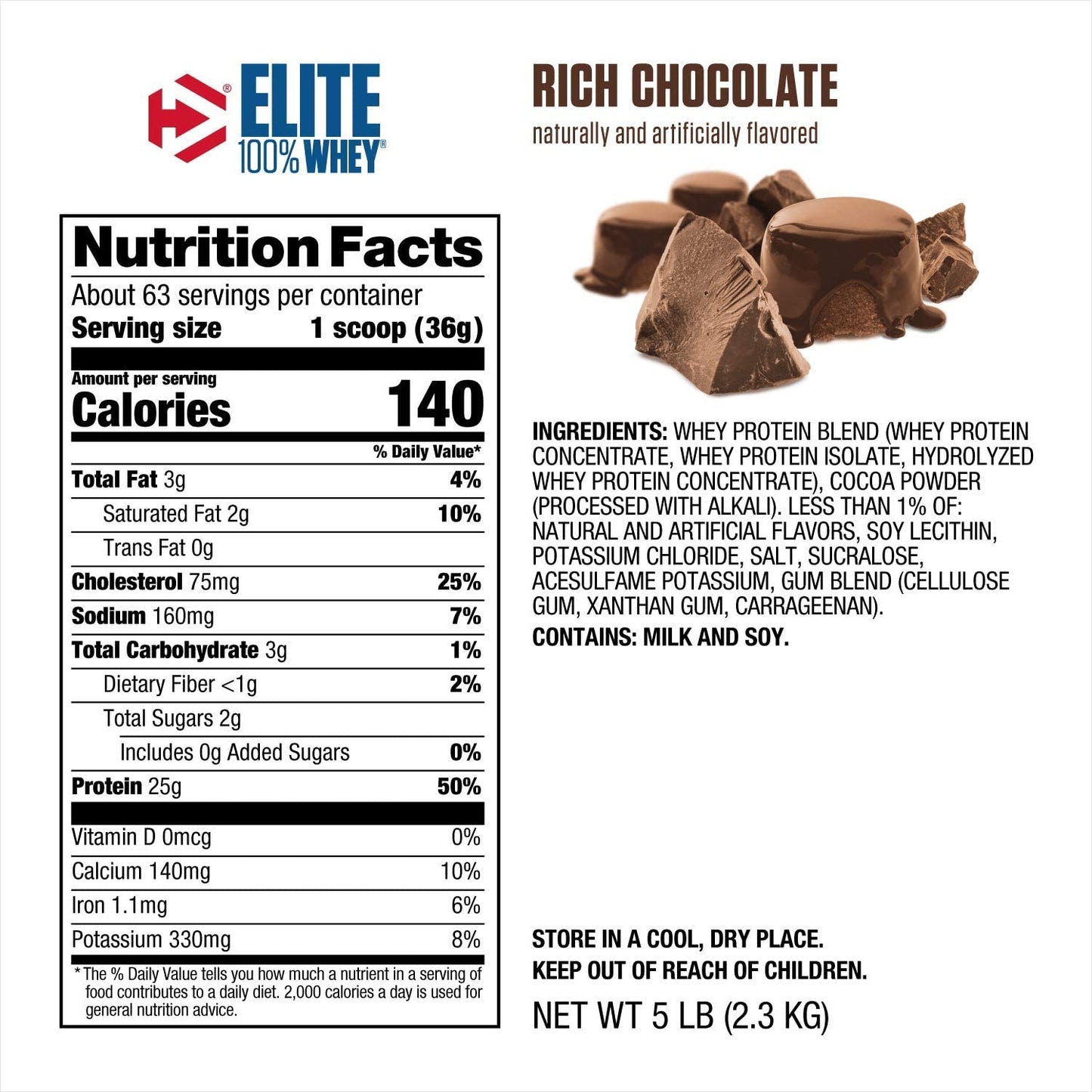 Dymatize Elite Whey 100% 5 lbs - Rich Chocolate