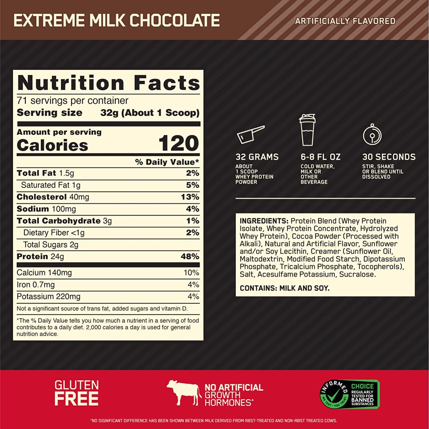 Optimum Nutrition 100% Whey Gold 5 lbs - Extreme Milk Chocolate