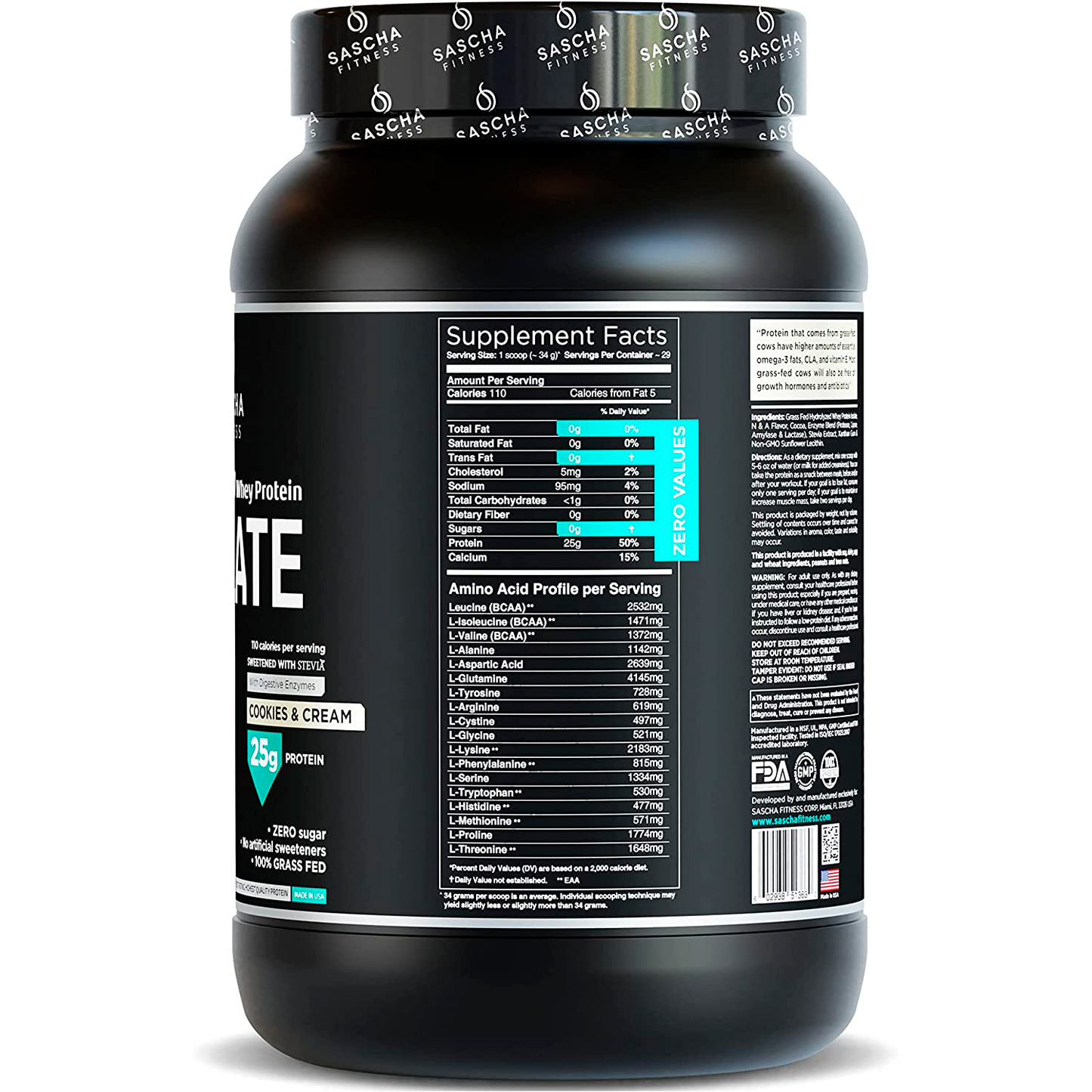 Sascha Fitness proteína Whey Isolate 2 lbs - Cookies & Cream
