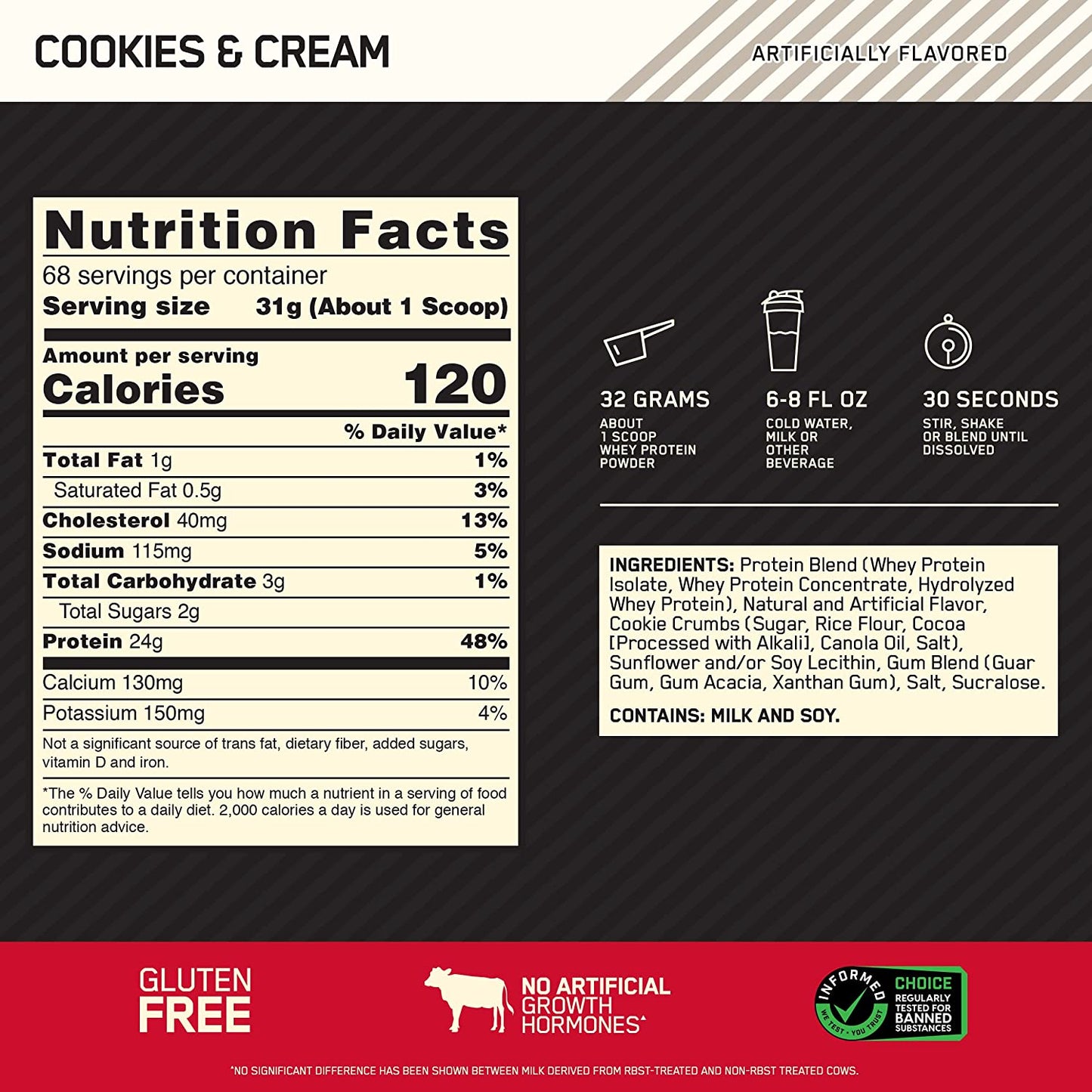 Optimum Nutrition 100% Whey Gold 5 lbs - Cookies & Cream