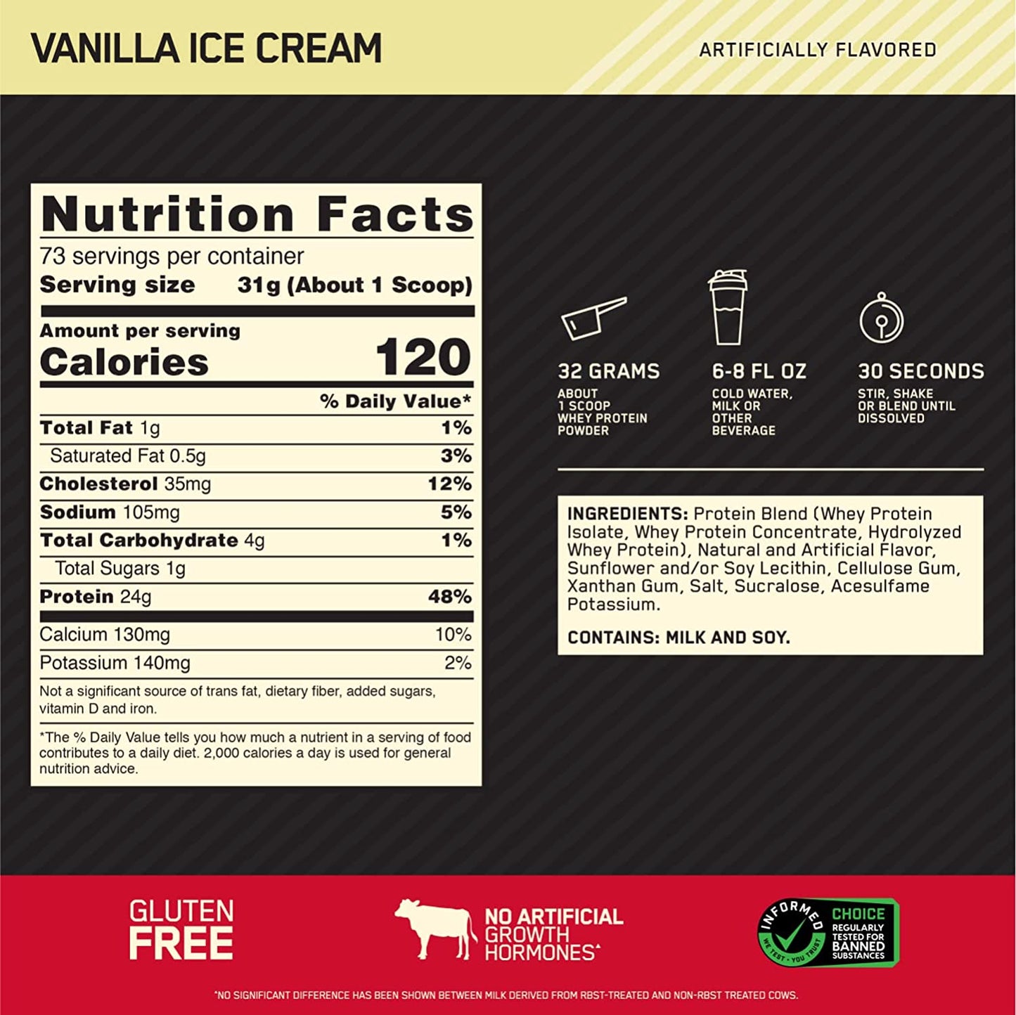 Optimum Nutrition 100% Whey Gold 5 lbs - Vanilla Ice Cream