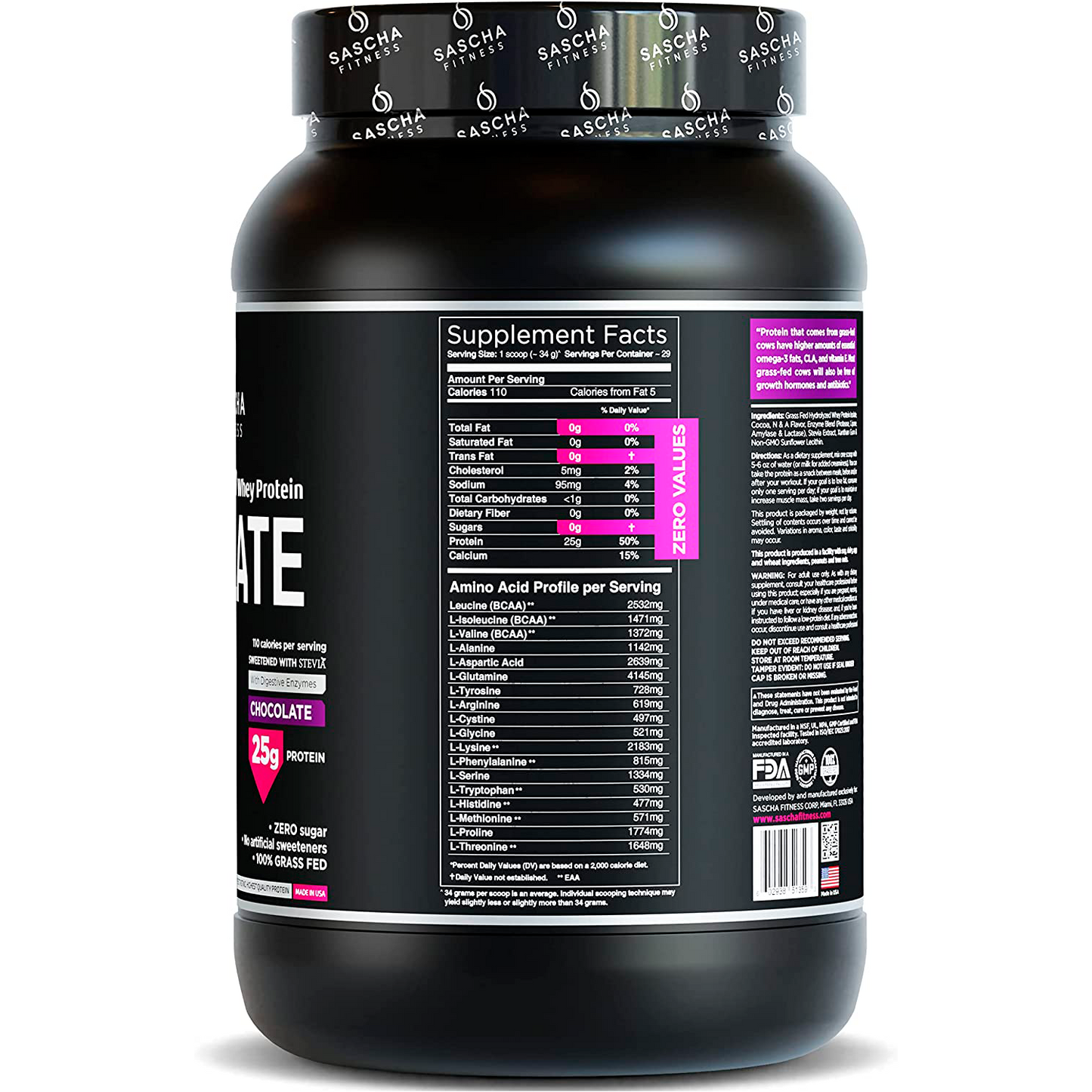 Sascha Fitness proteína Whey Isolate 2 lbs - Chocolate